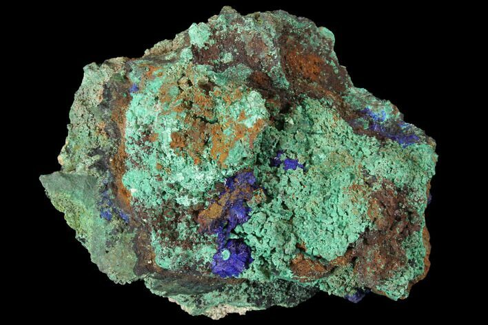 Sparkling Azurite and Malachite Crystal Cluster - Morocco #127522